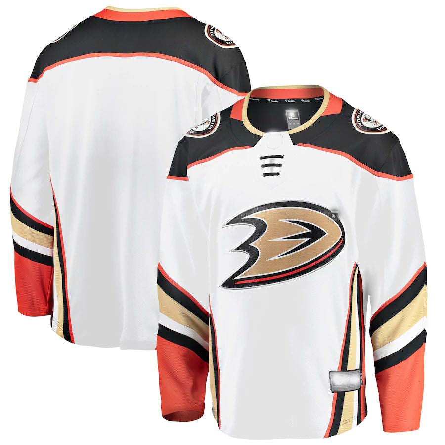 A.Ducks Fanatics Branded Breakaway Away Jersey White Stitched American Hockey Jersey UNEC