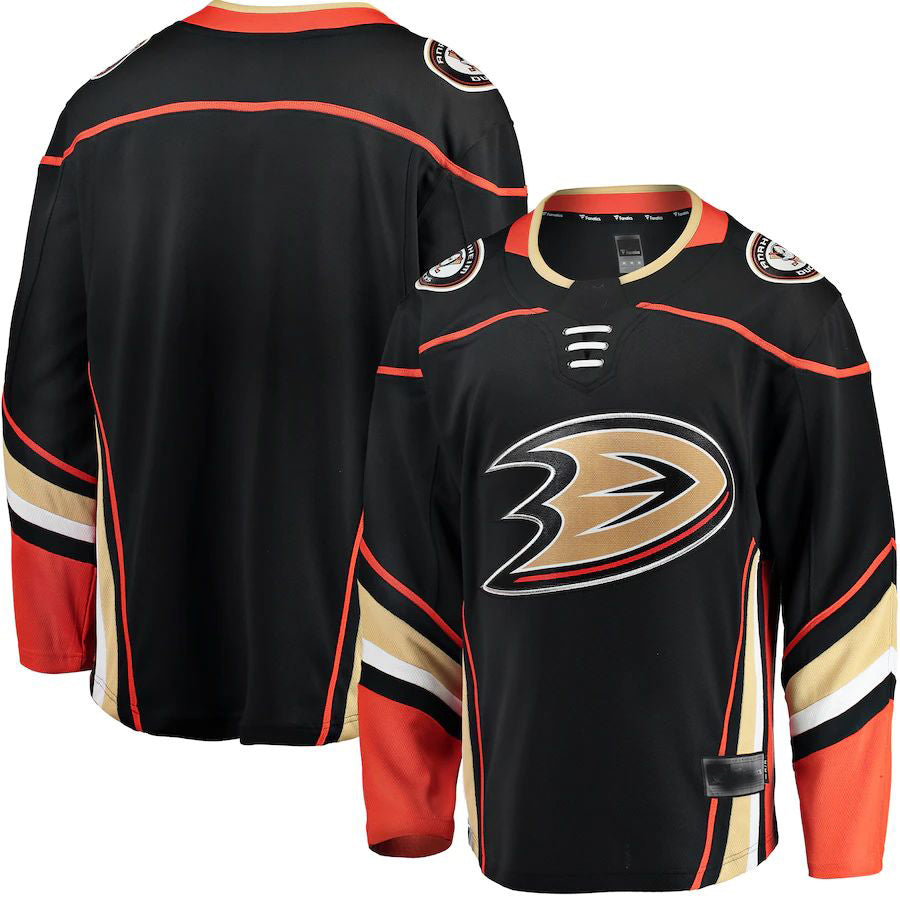 A.Ducks Fanatics Branded Breakaway Home Jersey Black Stitched American Hockey Jersey UNEC