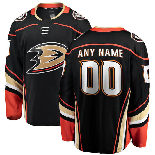 Custom A.Ducks Fanatics Branded Home Breakaway Jersey Black Stitched American Hockey Jersey UNEC