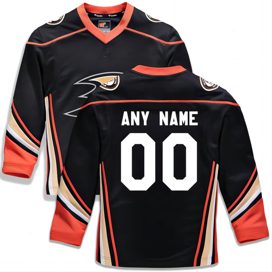 Custom A.Ducks Fanatics Branded Home Replica Custom Jersey Black Stitched American Hockey Jersey UNEC