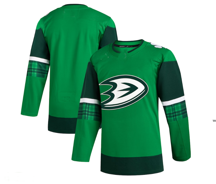 A.Ducks 2023 St. Patrick's Day Primegreen Authentic Jersey - Kelly Green Stitched American Hockey Jersey UNEC