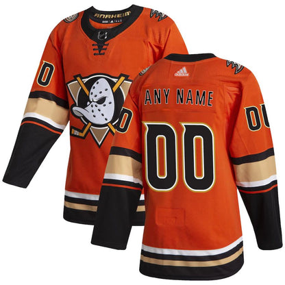 Custom A.Ducks Alternate Authentic Jersey Orange Stitched American Hockey Jersey UNEC