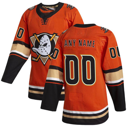 Custom A.Ducks Alternate Authentic Jersey Orange Stitched American Hockey Jersey UNEC
