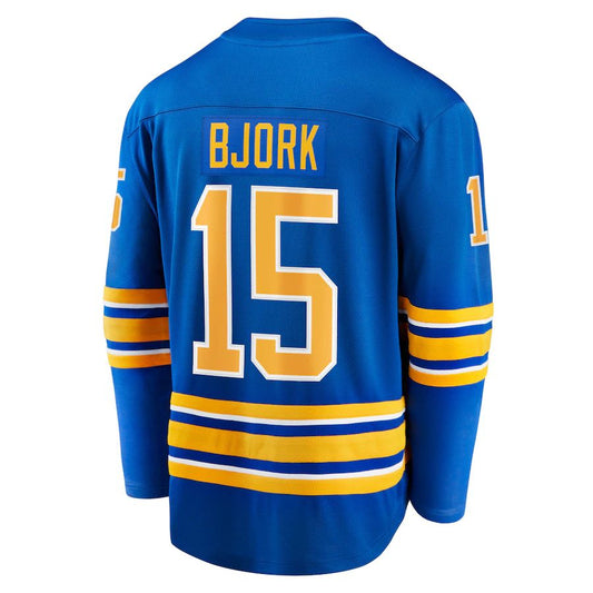 B.Sabres #15 Anders Bjork Fanatics Branded Team Home Breakaway Player Jersey  Royal Stitched American Hockey Jersey UNEC
