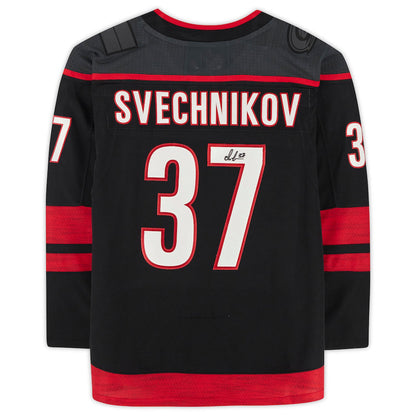 C.Hurricanes #37 Andrei Svechnikov Fanatics Authentic Autographed Jersey Black Stitched American Hockey Jersey UNEC