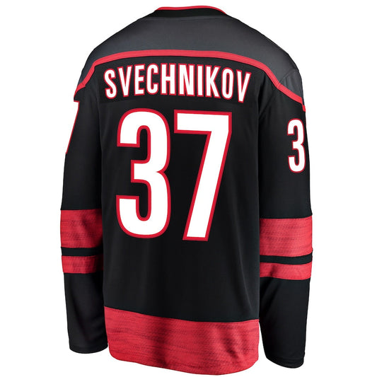 C.Hurricanes #37 Andrei Svechnikov Fanatics Branded Alternate Premier Breakaway Player Jersey Black Stitched American Hockey Jersey UNEC
