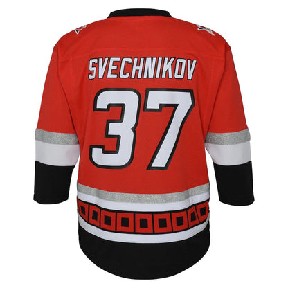 C.Hurricanes #37 Andrei Svechnikov Toddler 25th Anniversary Replica Player Jersey Red Stitched American Hockey Jersey UNEC