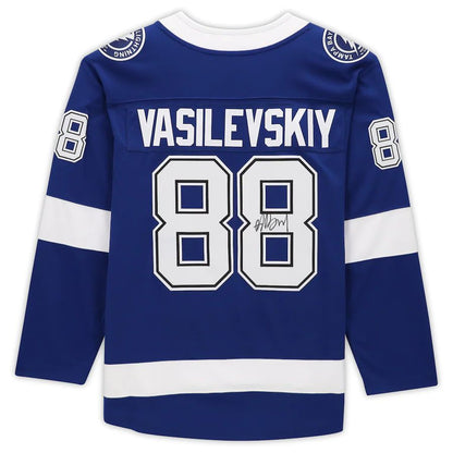 TB.Lightning #88 Andrei Vasilevskiy Fanatics Authentic Autographed Breakaway Jersey Blue Stitched American Hockey Jersey UNEC