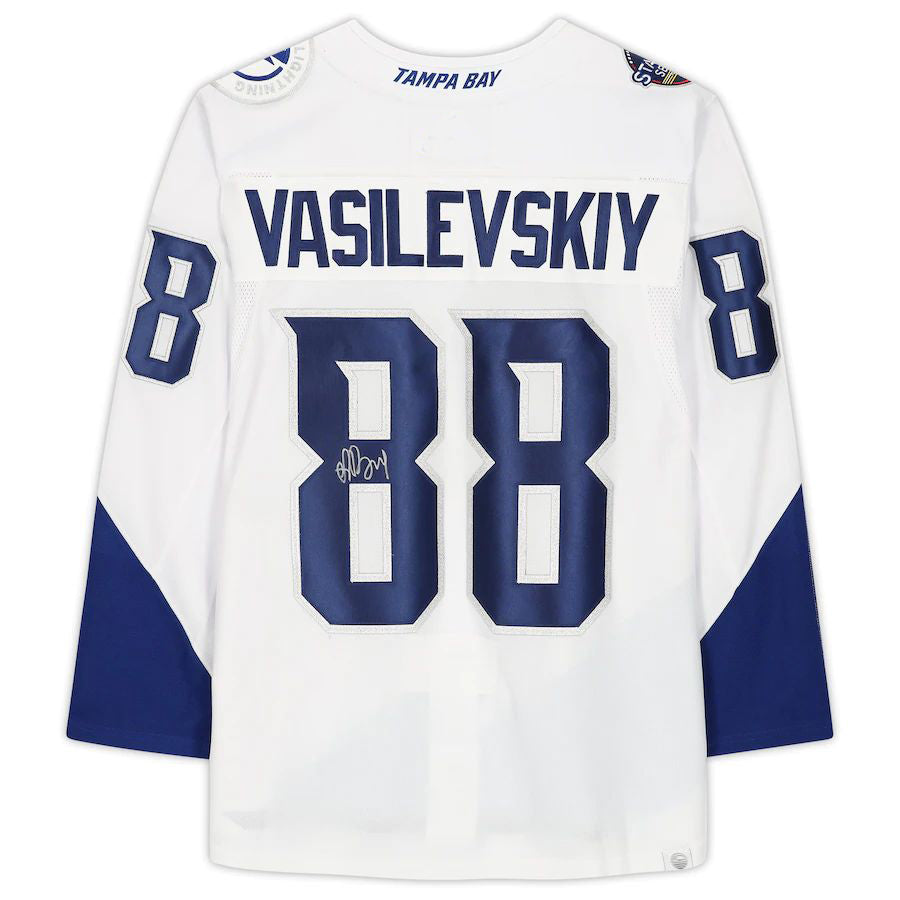 TB.Lightning #88 Andrei Vasilevskiy Fanatics Authentic Autographed 2022 Stadium Series Jersey White Stitched American Hockey Jersey UNEC