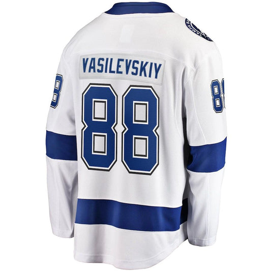 TB.Lightning #88 Andrei Vasilevskiy Fanatics Branded Away Premier Breakaway Player Jersey White Stitched American Hockey Jersey UNEC