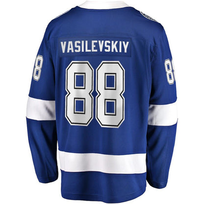 TB.Lightning #88 Andrei Vasilevskiy Fanatics Branded Home 2022 Stanley Cup Final Breakaway Player Jersey  Blue Stitched American Hockey Jersey UNEC