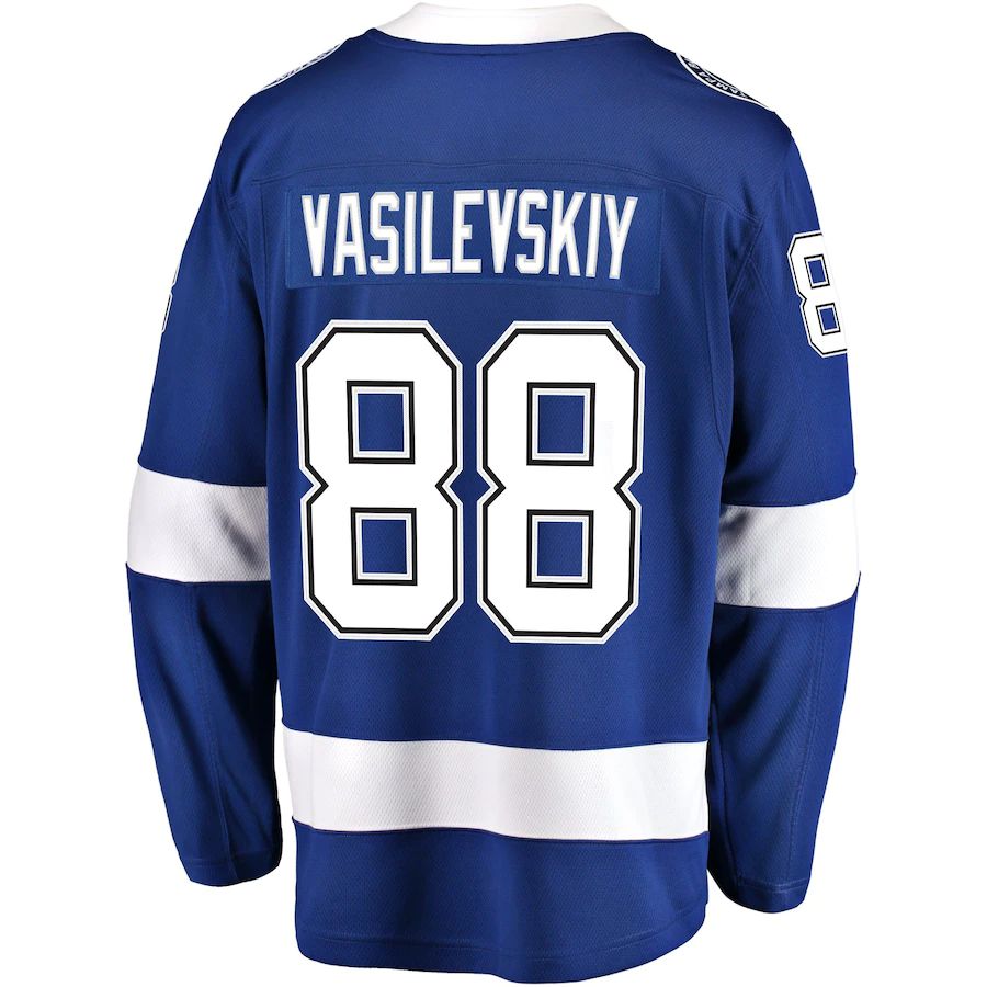 TB.Lightning #88 Andrei Vasilevskiy Fanatics Branded Home Premier Breakaway Player Jersey Blue Stitched American Hockey Jersey UNEC