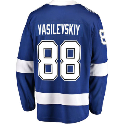TB.Lightning #88 Andrei Vasilevskiy Fanatics Branded Home Premier Breakaway Player Jersey Blue Stitched American Hockey Jersey UNEC