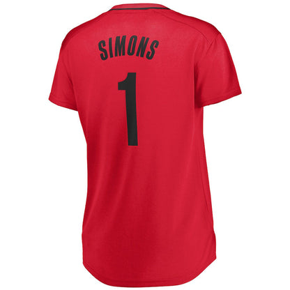 P.Trail Blazers #1 Anfernee Simons Fanatics Branded Women's Fast Break Player Jersey Red Statement Edition Stitched American Basketball Jersey UNEC