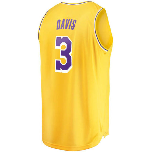 LA.Lakers #3 Anthony Davis Fanatics Branded 2019-20 Fast Break Replica Jersey Gold  Icon Edition Stitched American Basketball Jersey UNEC
