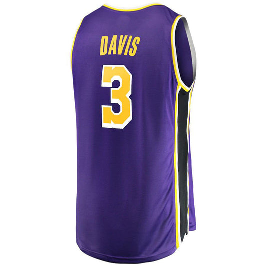 LA.Lakers #3 Anthony Davis Fanatics Branded 2020-21 Fast Break Replica Jersey Association Edition Purple Stitched American Basketball Jersey UNEC