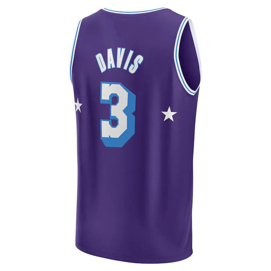 LA.Lakers #3 Anthony Davis Fanatics Branded 2021-22 Fast Break Replica Jersey City Edition Purple Stitched American Basketball Jersey UNEC