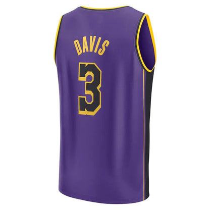 LA.Lakers #3 Anthony Davis Fanatics Branded 2022-23 Fast Break Replica Player Jersey Statement Edition Purple Stitched American Basketball Jersey UNEC
