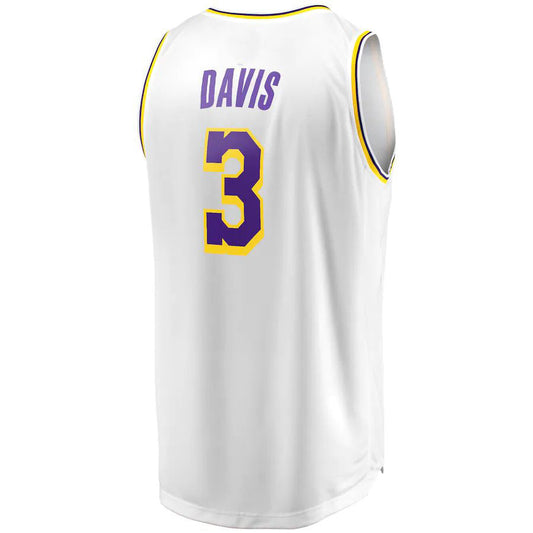 LA.Lakers #3 Anthony Davis Fanatics Branded Fast Break Player Replica Jersey Association Edition White Stitched American Basketball Jersey UNEC