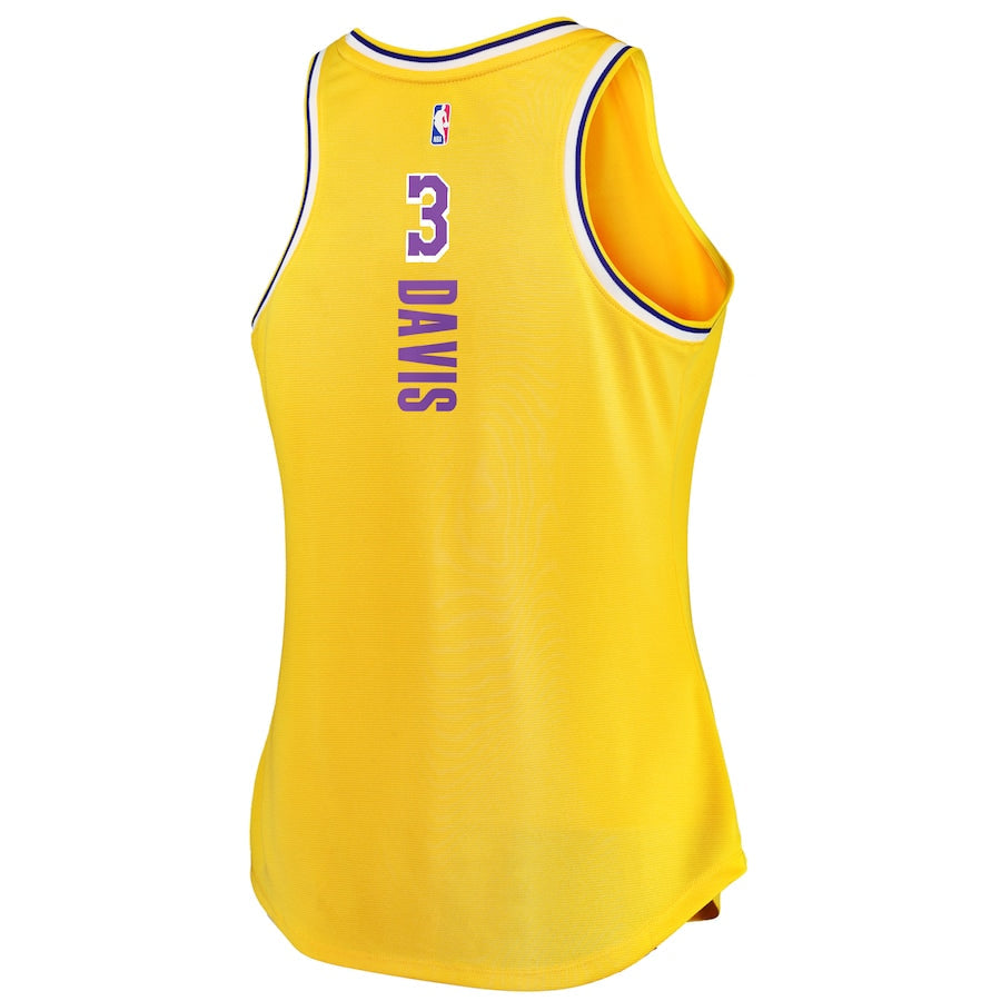LA.Lakers #3 Anthony Davis Fanatics Branded Women's Fast Break Player Movement Jersey Tank Top Gold Stitched American Basketball Jersey UNEC