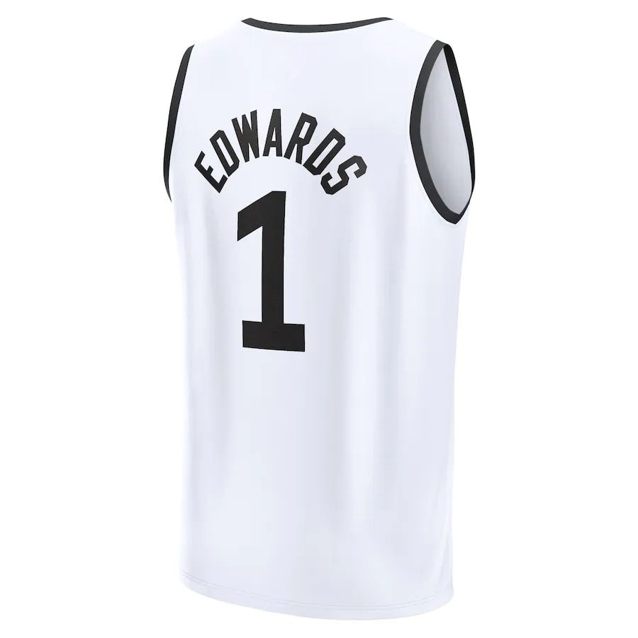 M.Timberwolves #1 Anthony Edwards Fanatics Branded 2022-23 Fastbreak Jersey City Edition White Stitched American Basketball Jersey UNEC