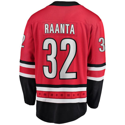 C.Hurricanes #32 Antti Raanta Fanatics Branded Home Breakaway Player Jersey Red Stitched American Hockey Jersey UNEC