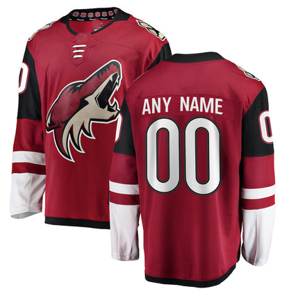 Custom A.Coyotes Fanatics Branded Home Breakaway Jersey Red Stitched American Hockey Jersey UNEC