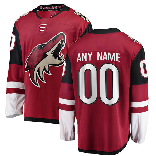 Custom A.Coyotes Fanatics Branded Home Breakaway Jersey Red Stitched American Hockey Jersey UNEC
