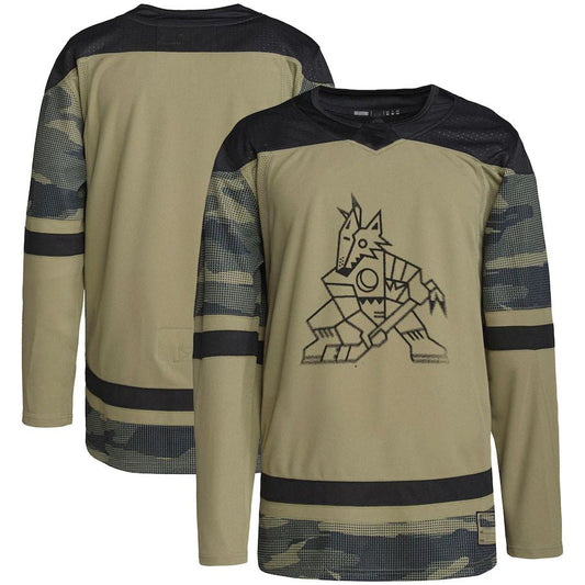 A.Coyotes Military Appreciation Team Authentic Practice Jersey Camo Stitched American Hockey Jersey UNEC