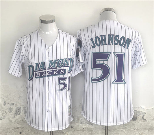 Arizona Diamondbacks #51 Randy Johnson White Throwback Cool Base Stitched Baseball Jersey