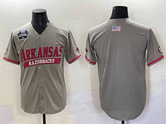 A.Razorbacks Blank Grey 2025 World Series Stitched American College Jerseys