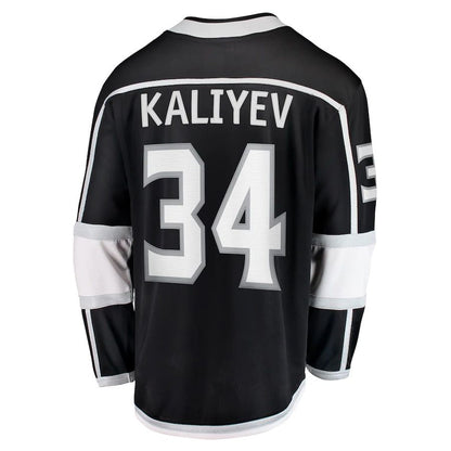 LA.Kings #34 Arthur Kaliyev Fanatics Branded Home Breakaway Player Jersey Black Stitched American Hockey Jersey UNEC