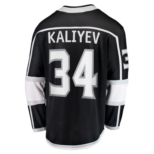 LA.Kings #34 Arthur Kaliyev Fanatics Branded Home Breakaway Player Jersey Black Stitched American Hockey Jersey UNEC
