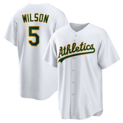 Oakland Athletics #5 Jacob Wilson Home Replica Jersey - White Stitched Baseball Jersey