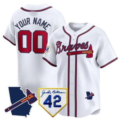 Custom Atlanta Braves 2024 Robinson & Georgia Patch Vapor Premier Limited ¨C All Stitched Baseball Jersey