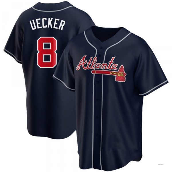 Atlanta Braves #8 Bob Uecker Navy Alternate Jersey Stitches Baseball Jerseys