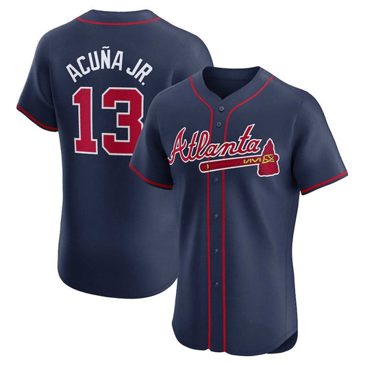 Atlanta Braves #13 Ronald Acu?a Jr. Alternate Elite Player Jersey - Navy Baseball Jerseys