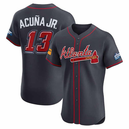 Atlanta Braves #13 Ronald Acuna Jr. Navy 2025 Speedway Classic Alternate Elite Player Baseball Jersey
