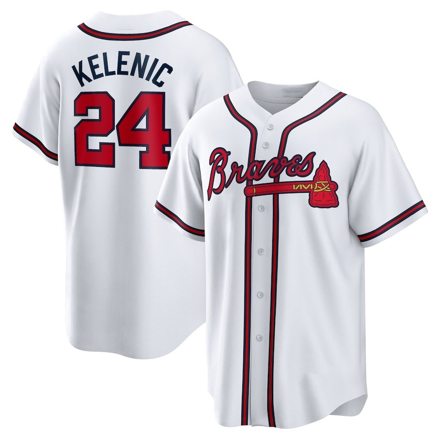 Atlanta Braves #24 Jarred Kelenic Home Replica Jersey - White Baseball Jerseys