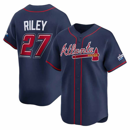 Atlanta Braves #27 Austin Riley Navy 2025 Speedway Classic Alternate Limited Player Baseball Jersey