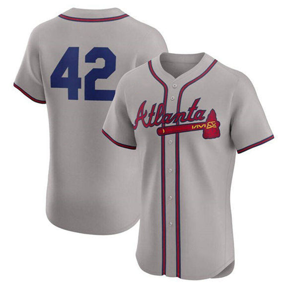 Atlanta Braves #42 Jackie Robinson Gray Flex Base Stitched Baseball Jerseys