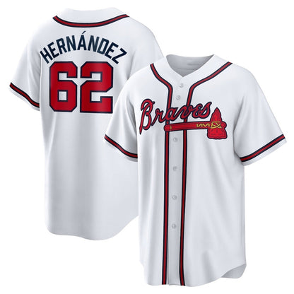 Atlanta Braves #62 Daysbel Hernandez Home Replica Jersey - White Baseball Jerseys