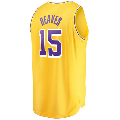 LA.Lakers #15 Austin Reaves Fanatics Branded 2021-22 Fast Break Replica Jersey Icon Edition Gold Stitched American Basketball Jersey UNEC