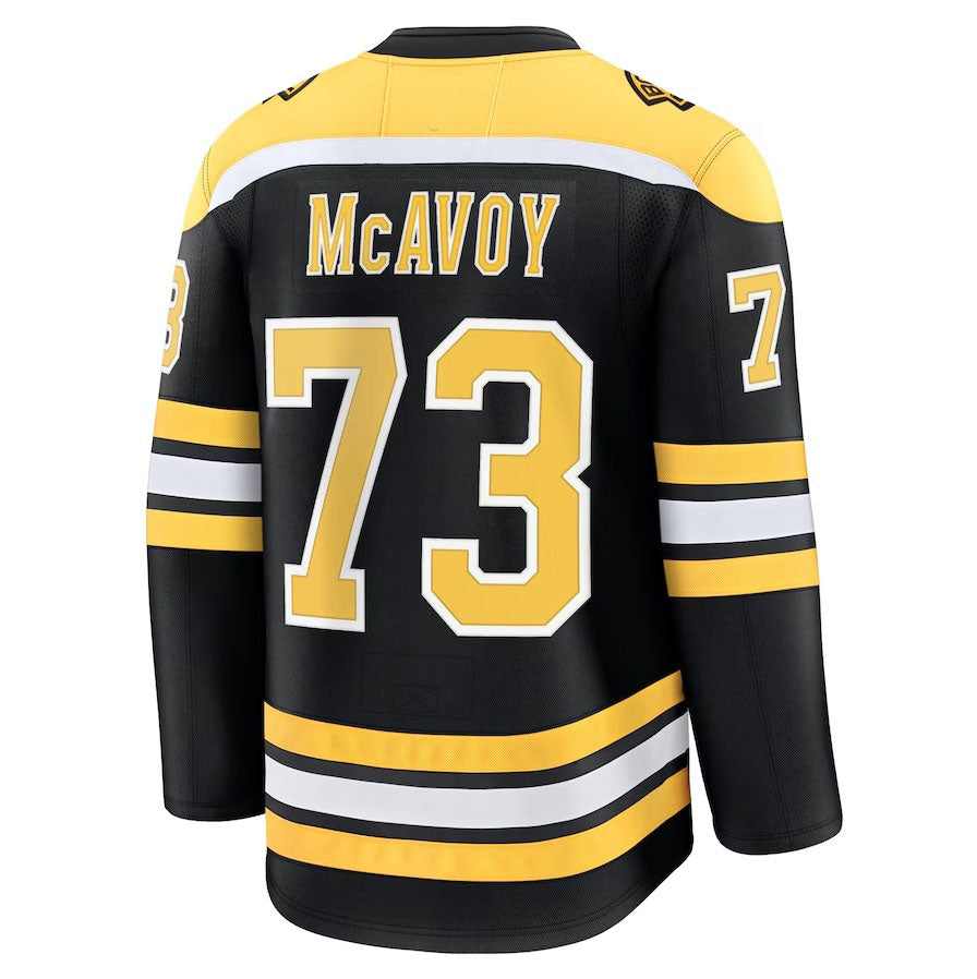 B.Bruins #73 Charlie McAvoy Fanatics Home Premium Jersey - Black Stitched American Hockey Jersey UNEC