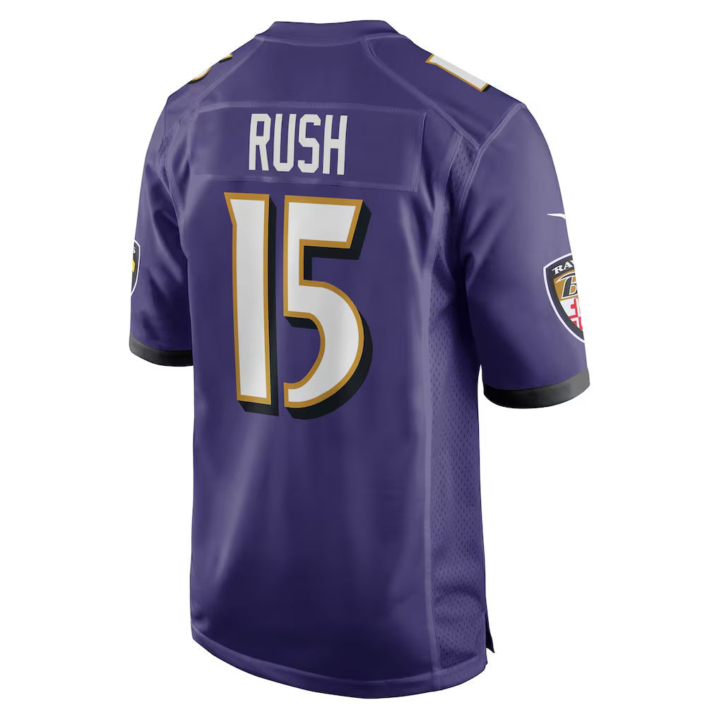 B.Ravens #15 Cooper Rush Purple Team Game Stitched American Football Jerseys UNEC