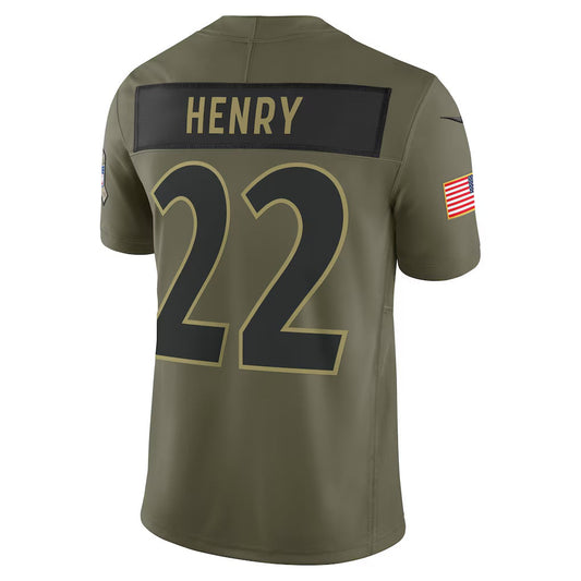B.Ravens #22 Derrick Henry Olive 2025 Salute to Service Limited Stitched American Football Jerseys UNEC