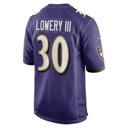 B.Ravens #30 Reuben Lowery III Purple Team Game Stitched American Football Jerseys UNEC