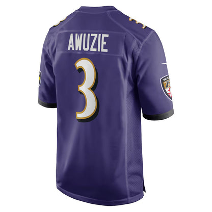 B.Ravens #3 Chidobe Awuzie Purple Team Game Stitched American Football Jerseys UNEC