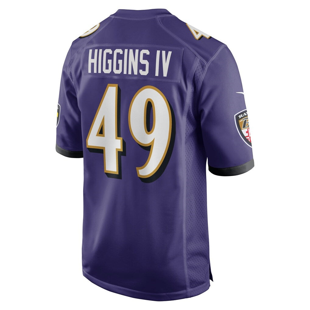 B.Ravens #49 Jay Higgins IV Purple Team Game Stitched American Football Jerseys UNEC