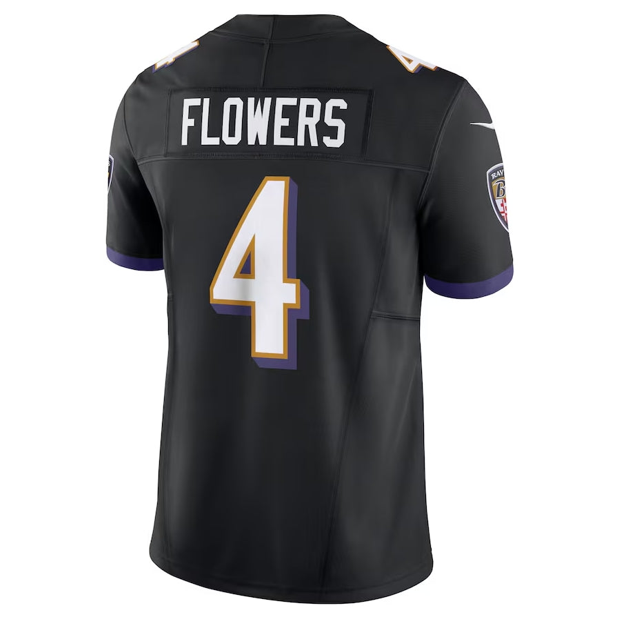 B.Ravens #4 Zay Flowers Black Alternate Vapor F.U.S.E. Limited Stitched American Football Jerseys